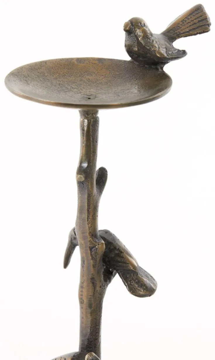 Bronzový antik kovový svietnik s vtáčikmi Bird antique - 17*11*34 cm
