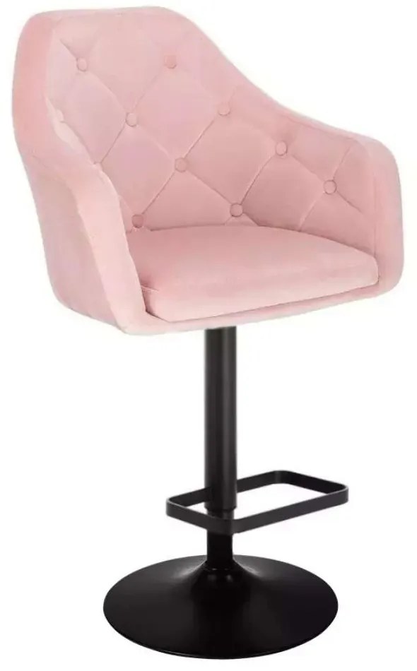 LuxuryForm DESIGN Barová stolička ANDORA VELUR na čiernom tanieri - svetlo ružová