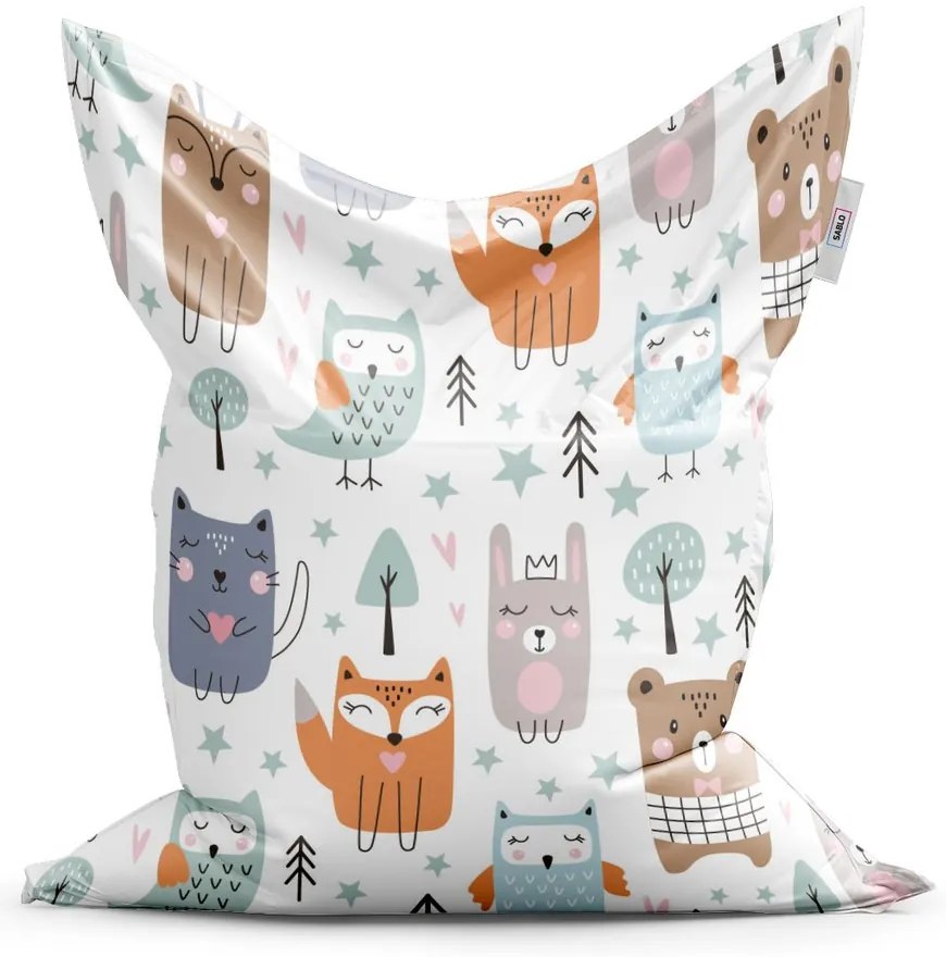 Sedací vak Classic kreslené lesné zvieratká, farebná