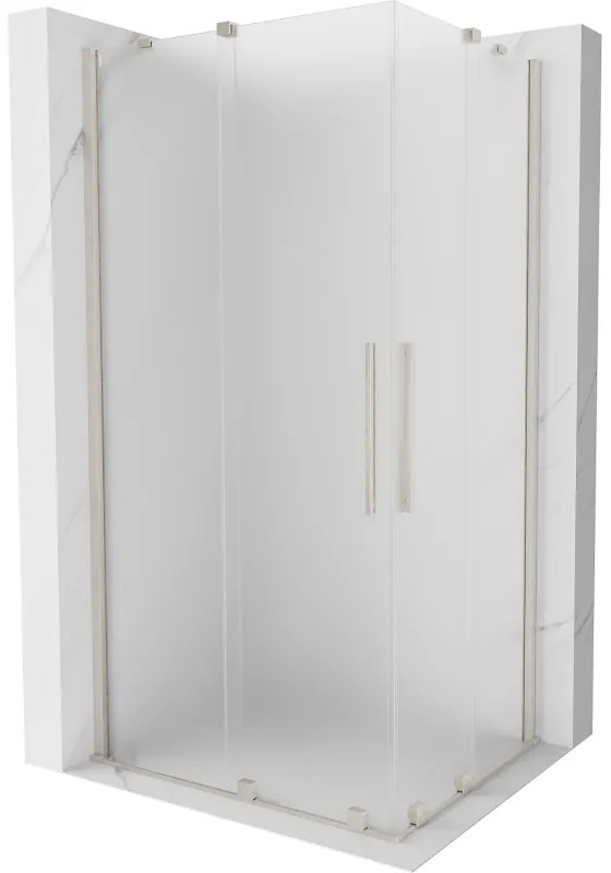 Mexen Velar Duo, sprchový kút s posuvnými dverami 90 x 80 cm, 8mm sklo námraza, brúsená oceľ, 871-090-080-32-97
