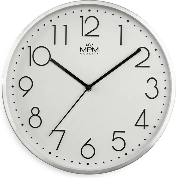 Kovové hodiny biele MPM Metallic Elegance ∅ 300 × 40 mm