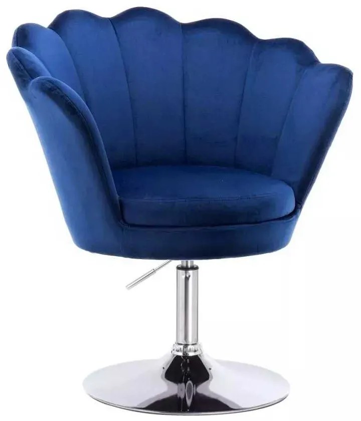 LuxuryForm DESIGN Kreslo FREY VELUR na striebornom tanieri - modré