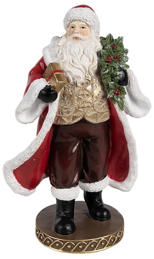 Červená vánoční dekorace Santa s dárkem - 13*10*23 cm