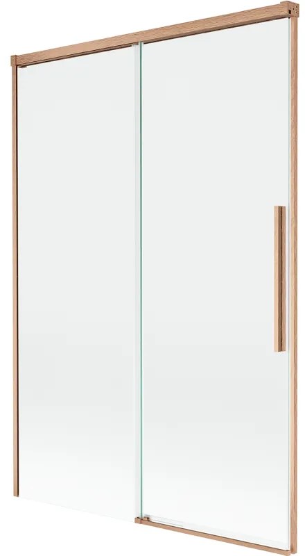 Mexen Rox, 2-krídlová posuvná vaňová zástena 120 x 150 cm, 8mm číre sklo, medený matný profil, 8C9-120-001-65-00