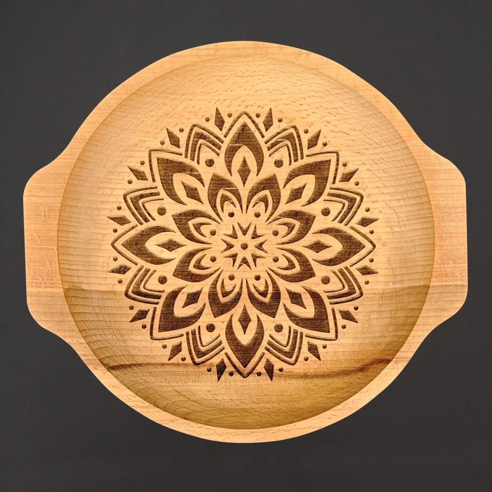 AMADEA Dřevěná miska mandala, masivní dřevo, 24 cm