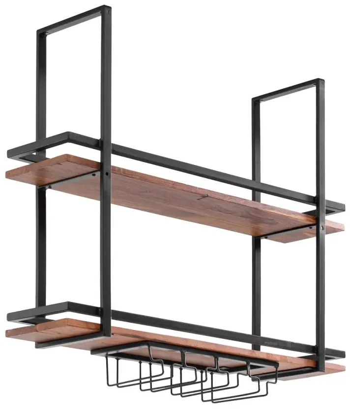 furniture-nabytek.cz - Masívna závesná polica Aro z kovu a dreva, lakovaná, hnedá – 100×25×80 cm