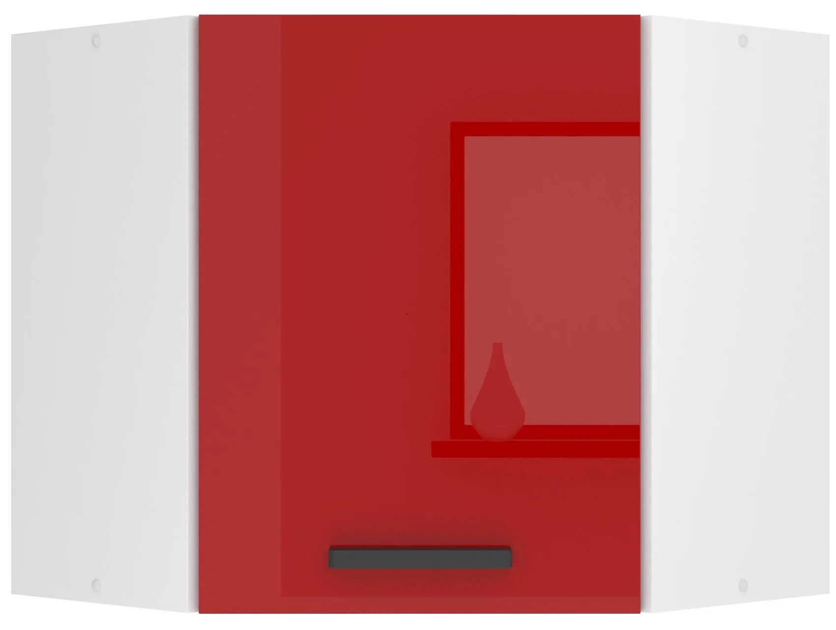 Kuchynská skrinka Belini Premium Full Version horná rohová 60 cm červený lesk