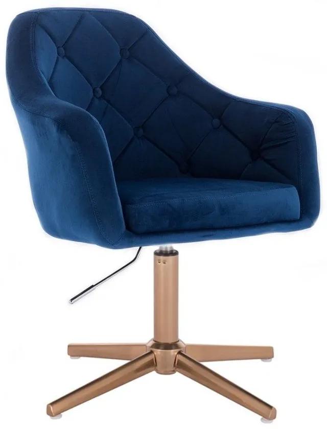 LuxuryForm DESIGN Kreslo ANDORA VELUR na zlatom kríži - modré