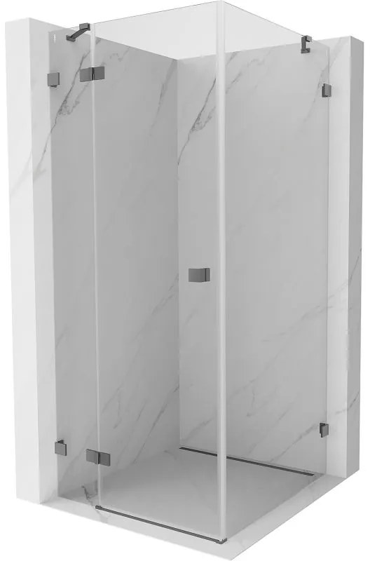 Mexen Lunar, výklopný sprchový kút ľavý 90 x 90 cm, 8mm číre sklo, grafitový profil, 834-090-090-95-00-L