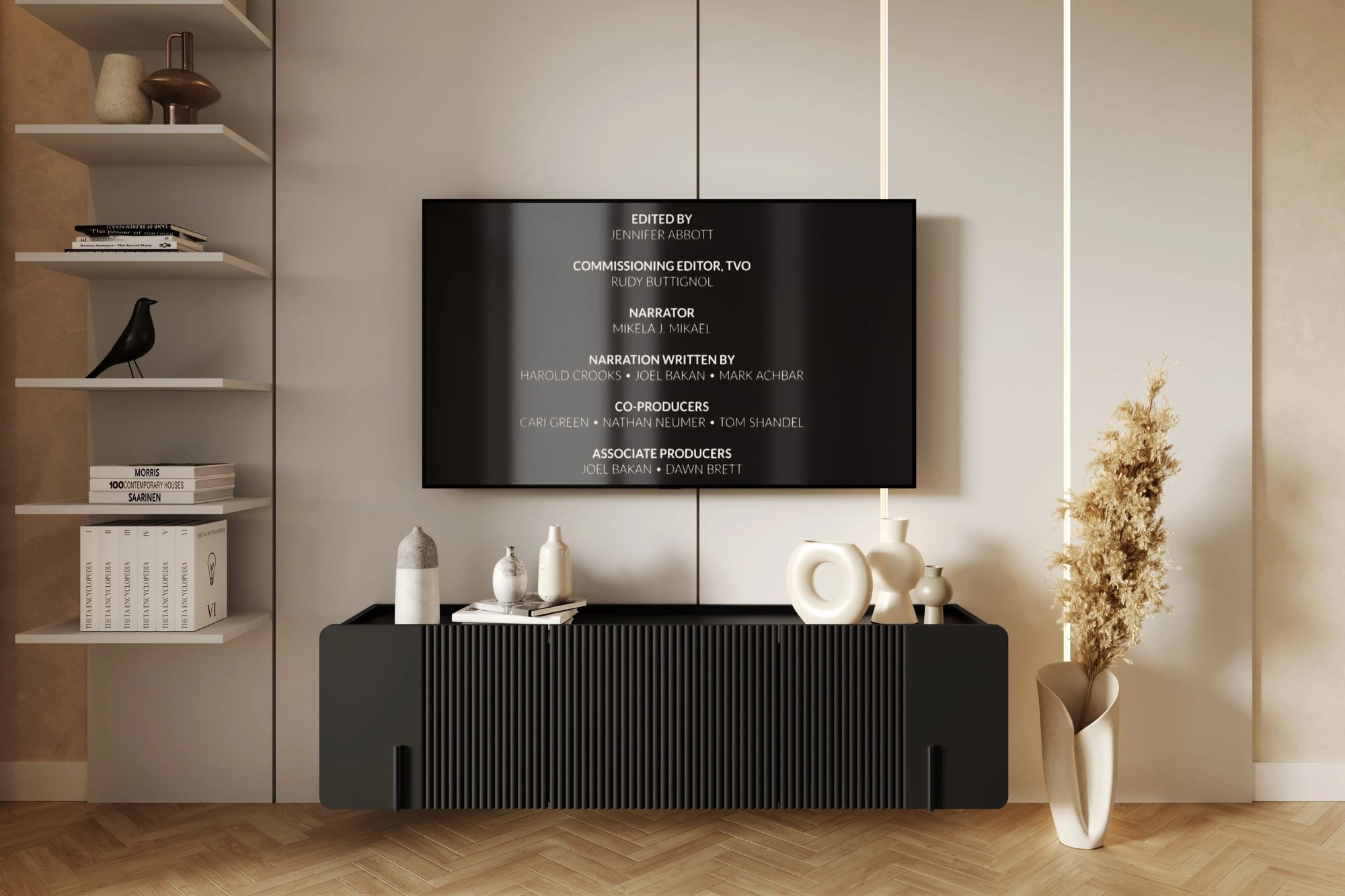 Závesný TV stolík Malmi 150 cm - čierny mat / čierna