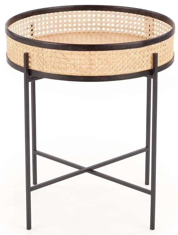 Konferenčný stolík Lanipa, ratan / čierna