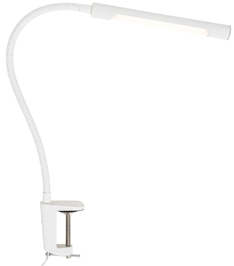 Klipová stolová lampa biela s LED a dotykovým stmievačom - Lionard