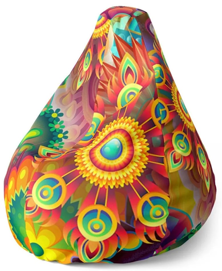 Sedací vak Pear farebné obrazce - detský, farebná