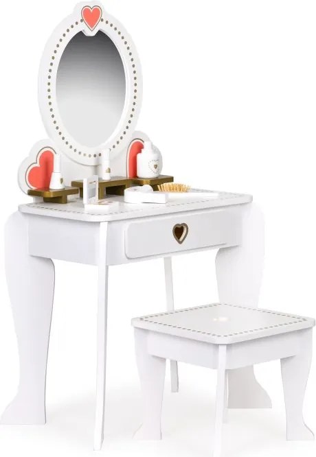 Veľký drevený detský toaletný stolík so zrkadlom pre dievčatá
