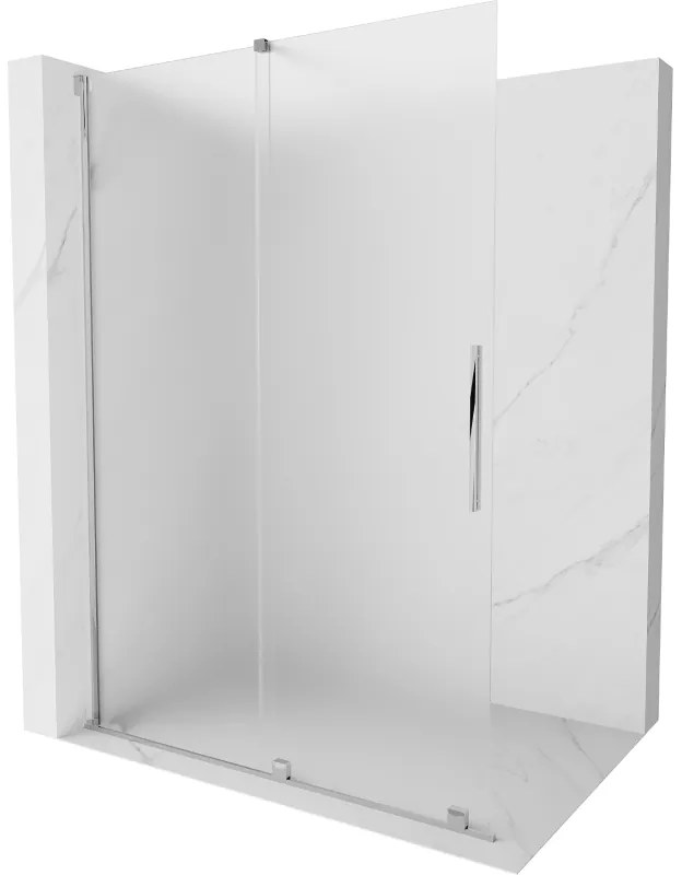Mexen Velar, sprchová zástena s posuvnými dverami Walk-in 140 x 200 cm, 8mm sklo námraza, chrómová, 871-140-000-33-01