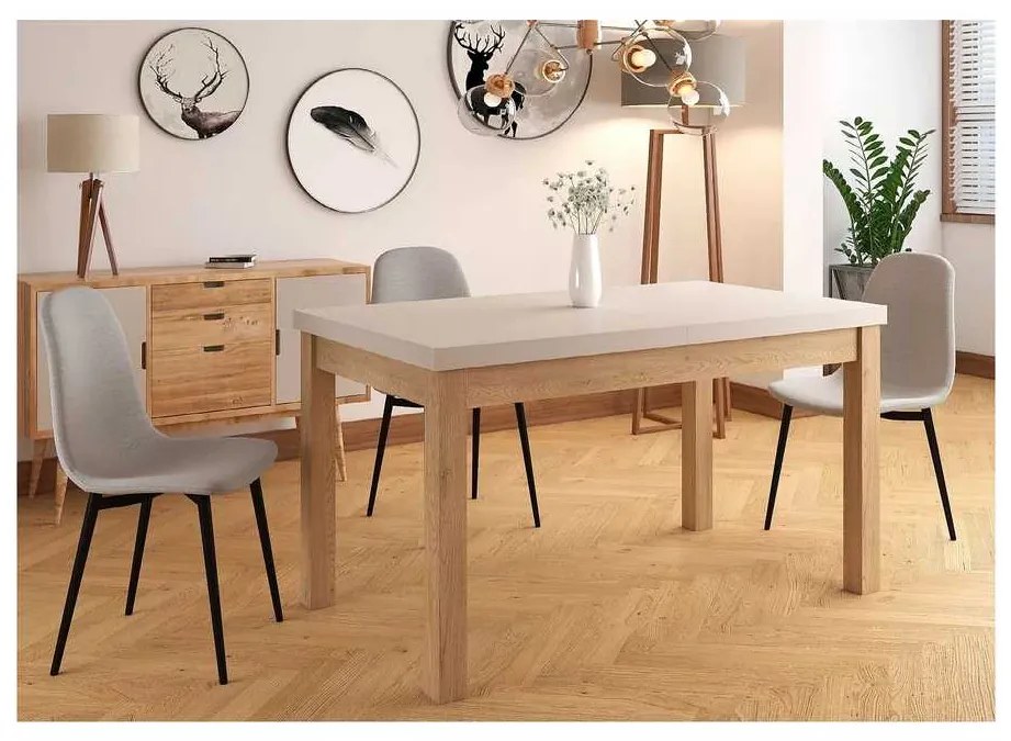 Jedálenský stôl Presto, krémová / dub cremona