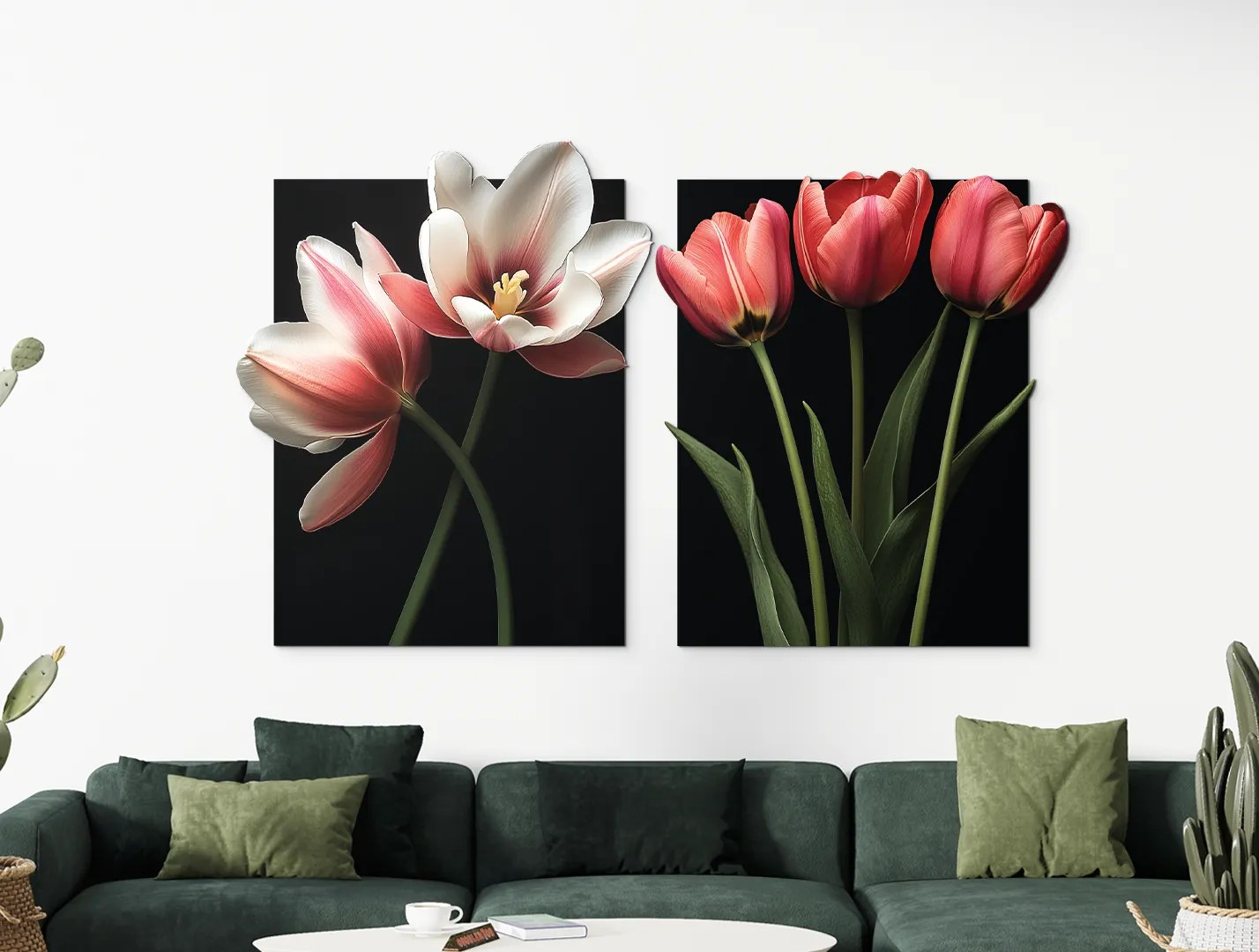 drevko | Dvojdielny obraz Romantické tulipány 45 x 74 cm