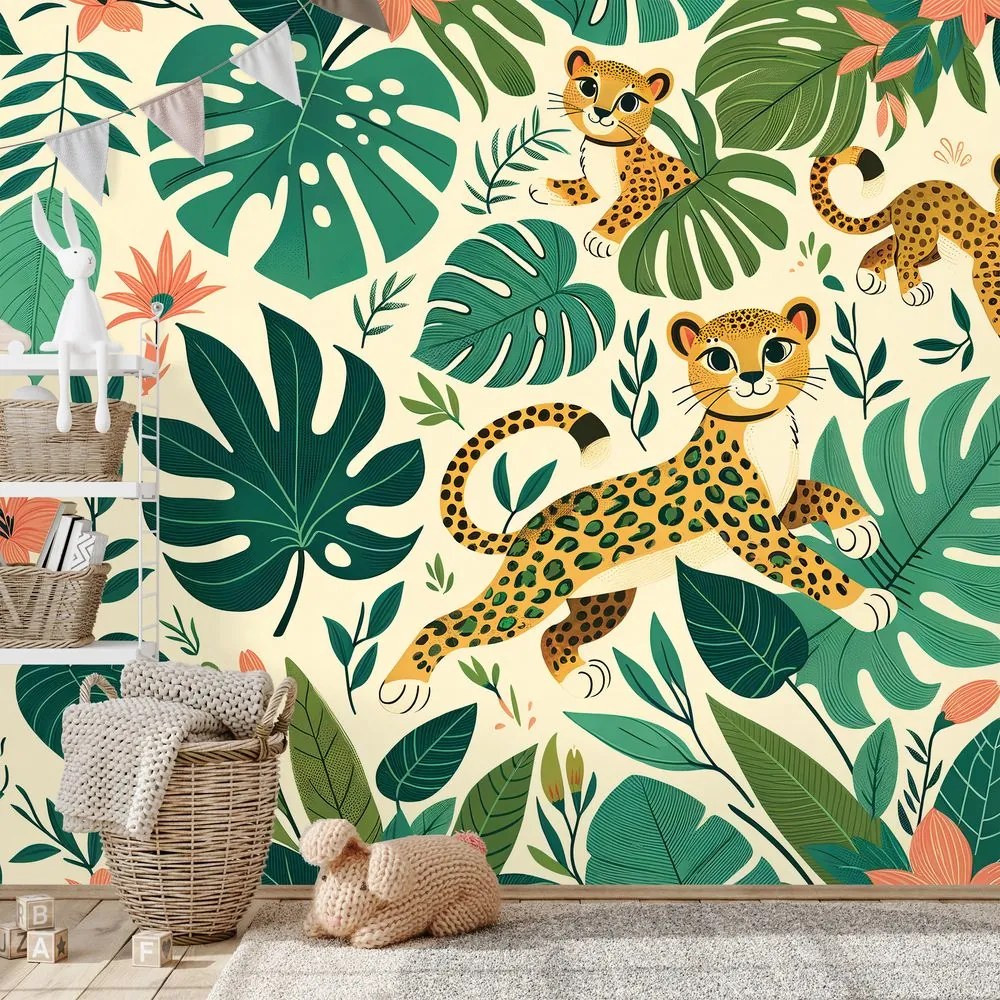 Tapeta roztomilé leopardie mláďatá v džungli