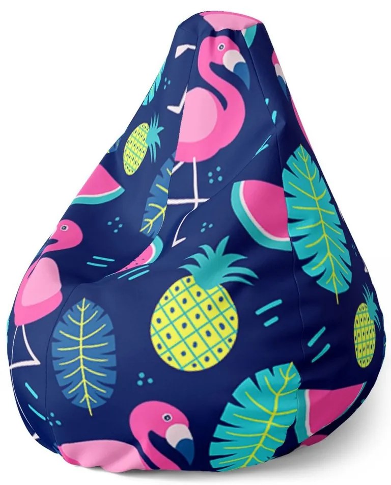 Sedací vak Pear ružoví plameniaci - detský, farebná