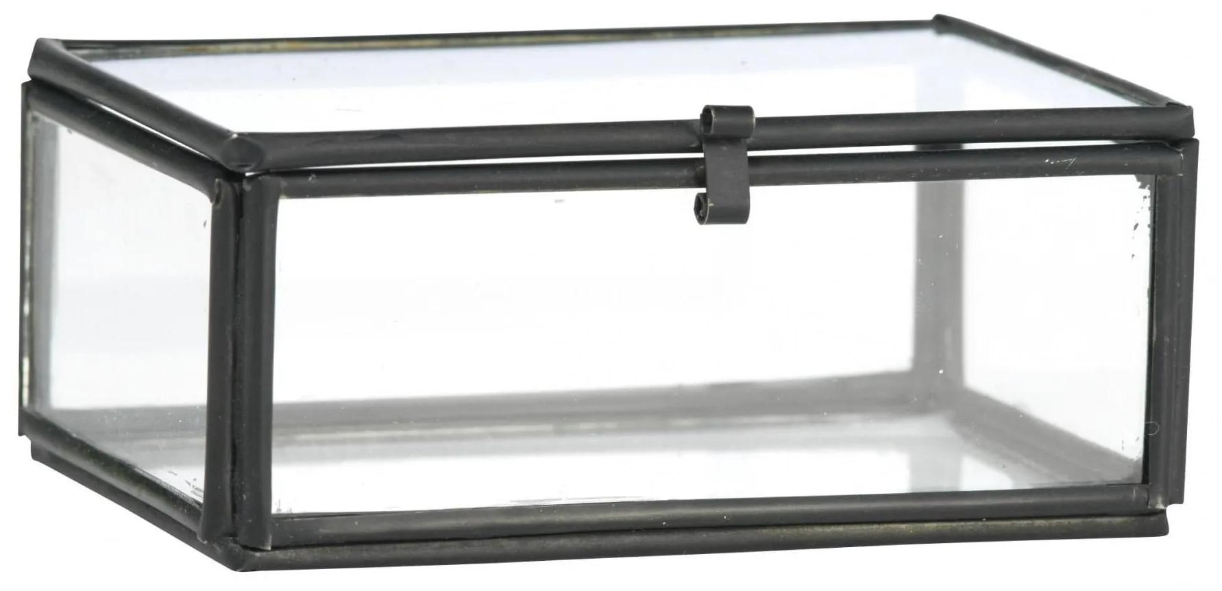 MADAM STOLTZ Sklenený box Clear Black Iron