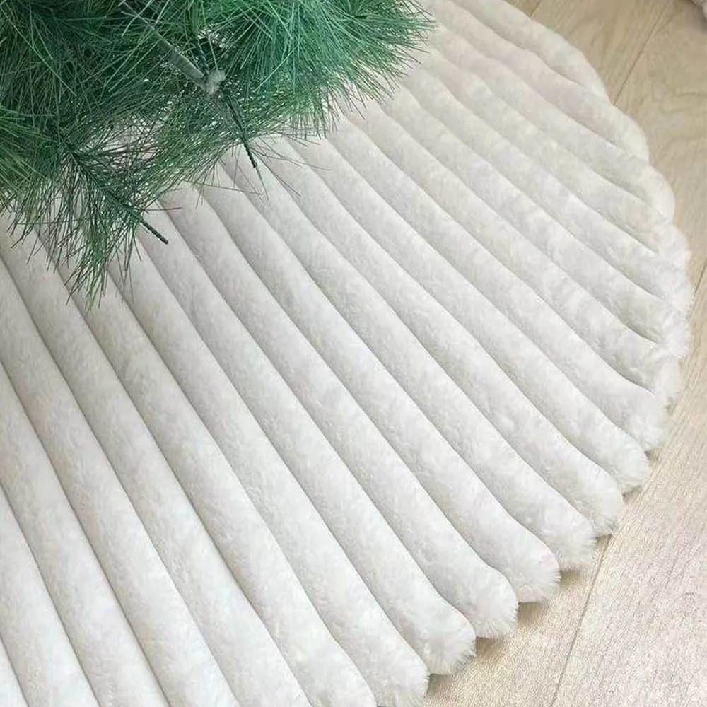 Biely pruhovaný koberec pod stromček 122cm