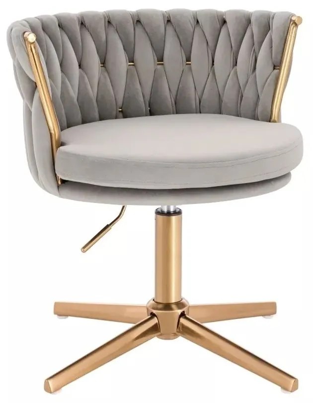 LuxuryForm DESIGN Stolička LYON VELUR na zlatom kríži - svetlo šedá