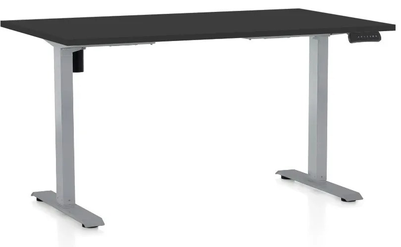 Výškovo nastaviteľný stôl OfficeTech B, 120 x 80 cm, sivá podnož, čierna
