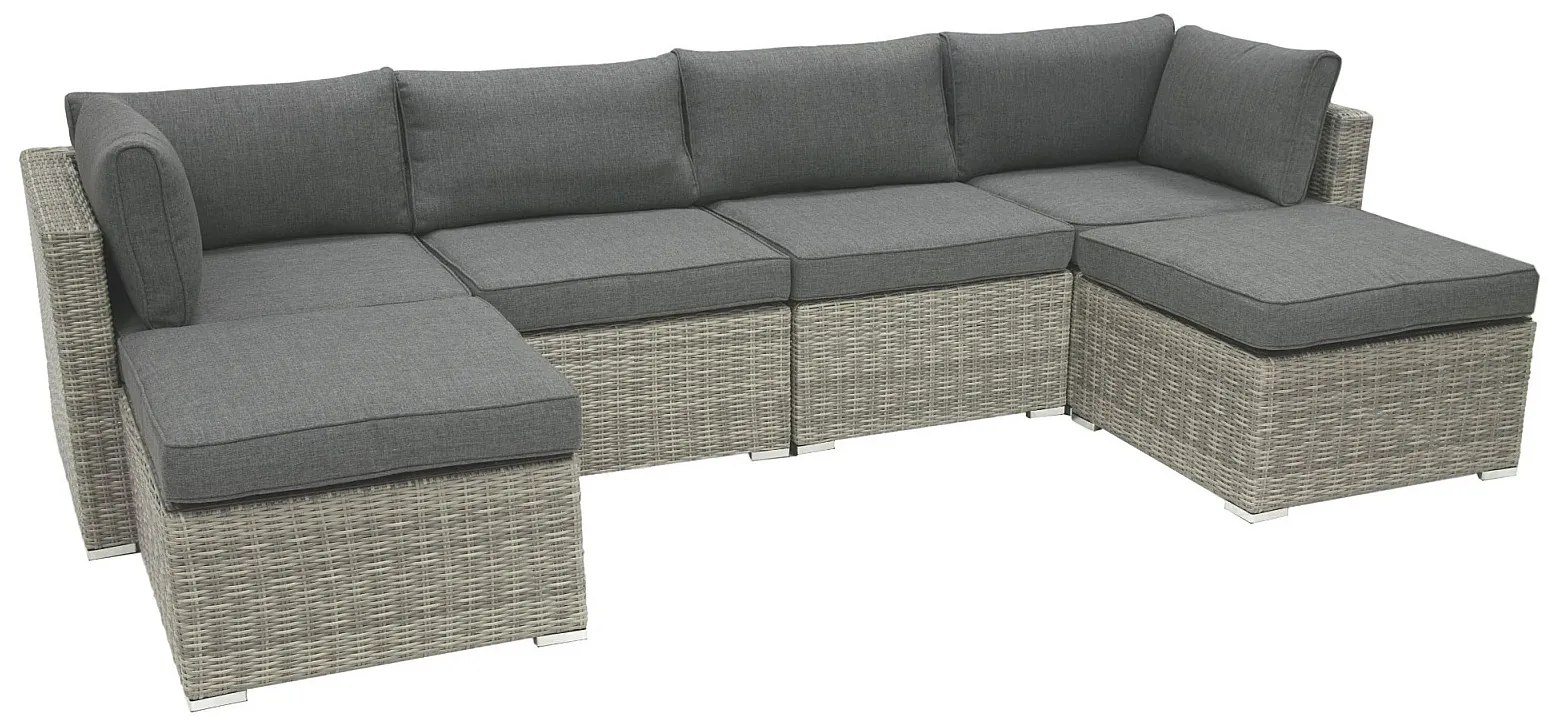 DEOKORK Ratanová variabilná zostava SEVILLA pre 5-6 osôb (sivá)