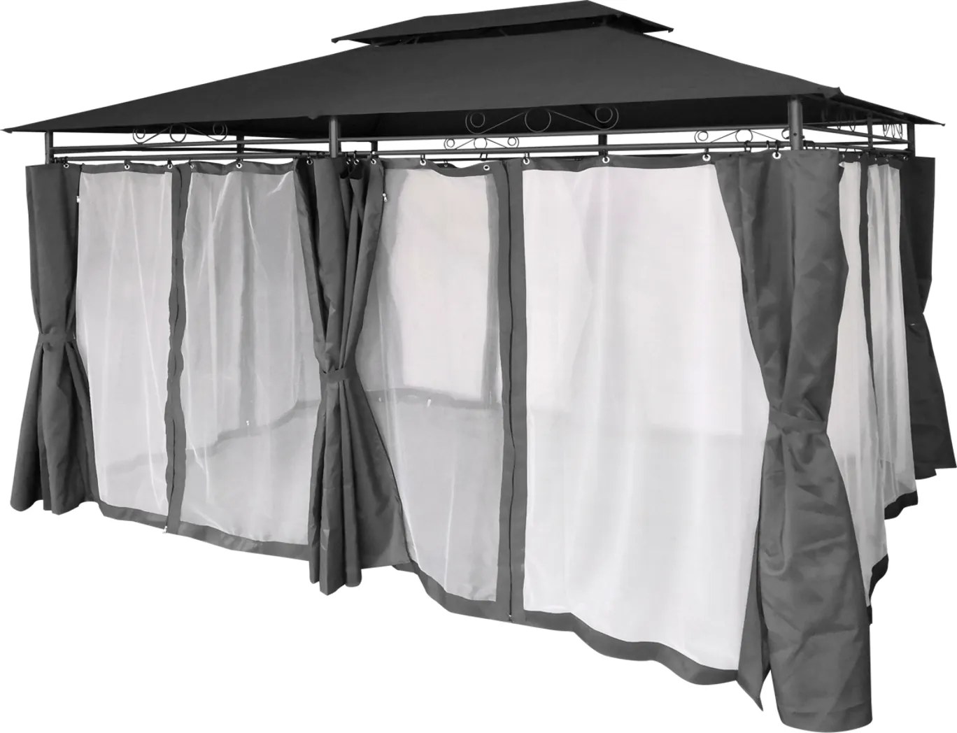 Garden Line ALTANA ZÁHRADNÝ PAVILÓN S BOČNÝMI ZÁVESMI – TMAVOSIVÁ 3 X 4 M *0389