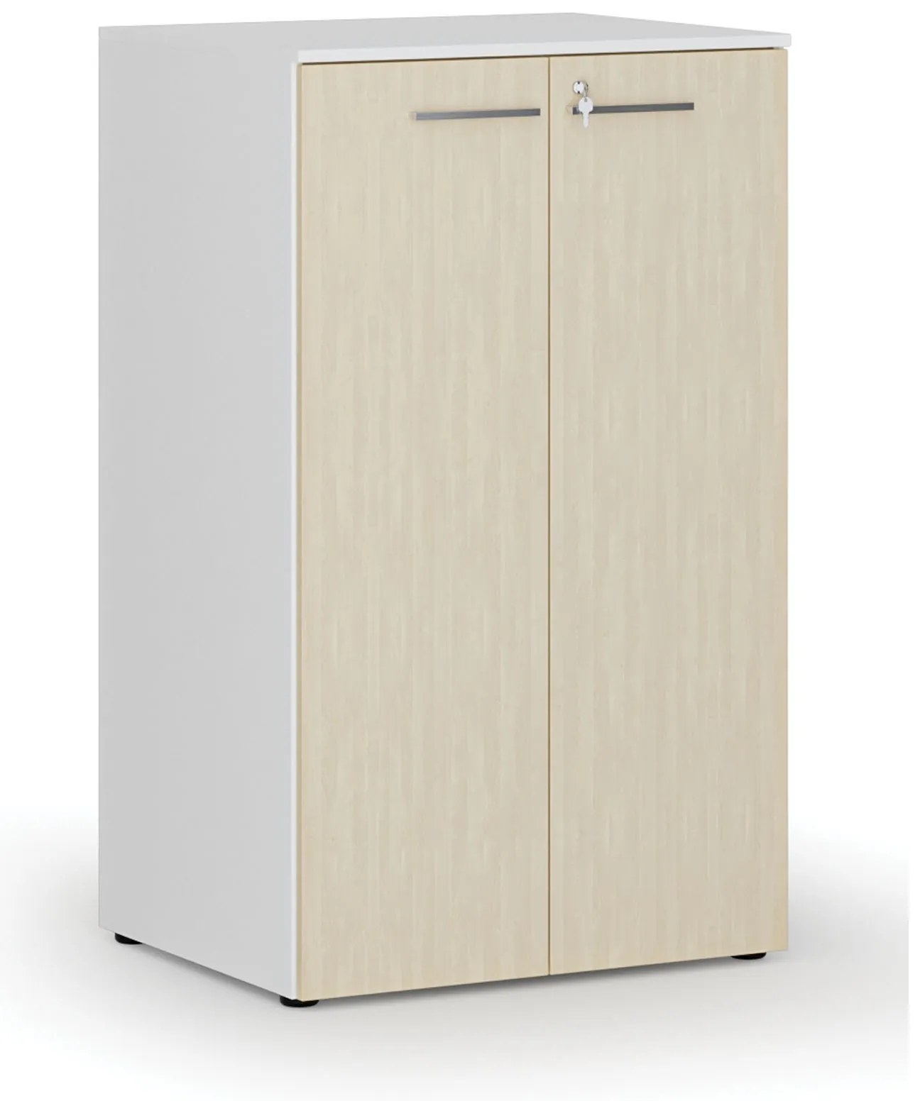 Kancelárska skriňa s dverami PRIMO WHITE, 3 police, 800 x 640 x 1335 mm, biela/breza