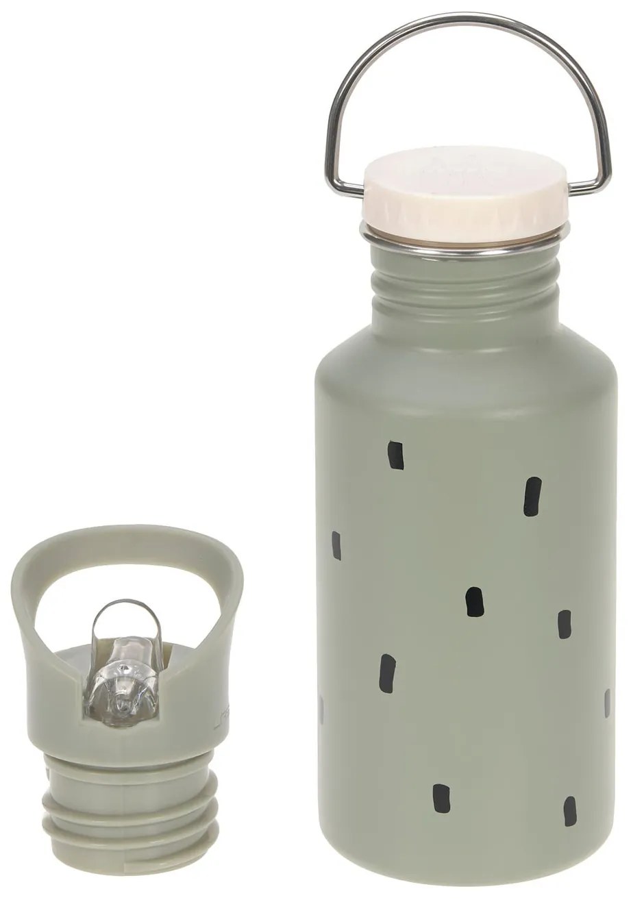 Antikorová fľaša na pitie - Happy Prints light olive