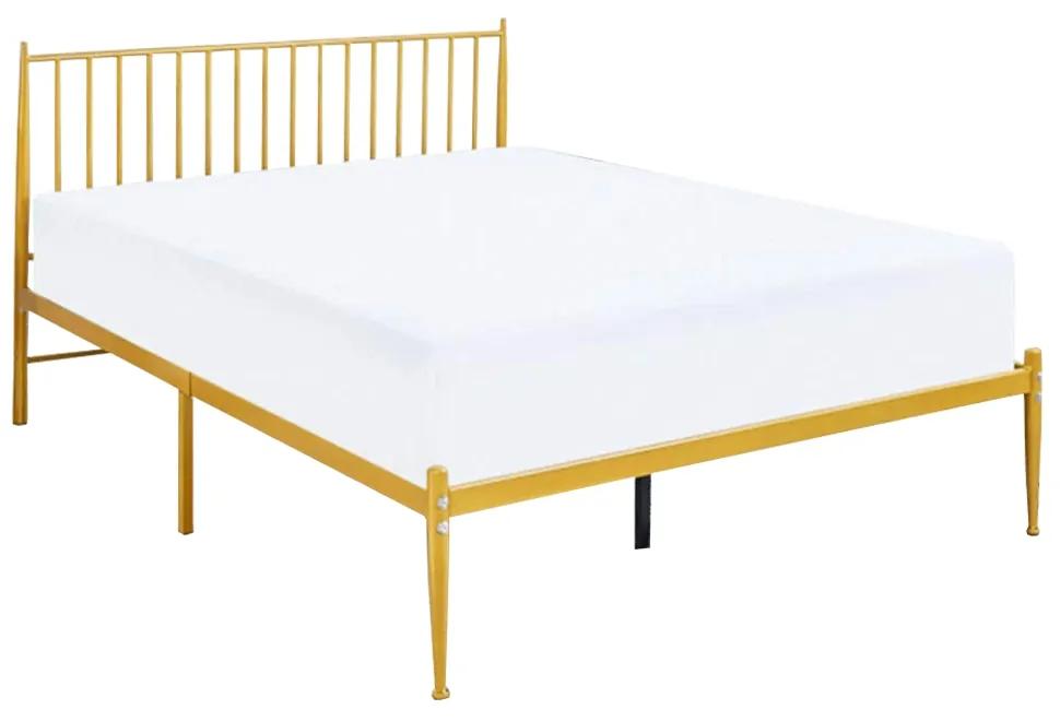 Kovová manželská posteľ s roštom Zahara 160x200 cm - zlatá