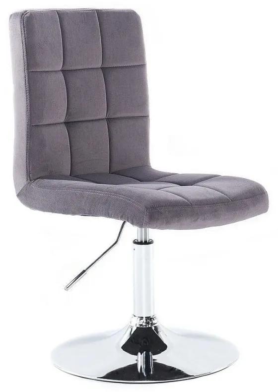 LuxuryForm DESIGN Stolička TOLEDO VELUR na striebornom tanieri - tmavo šedá