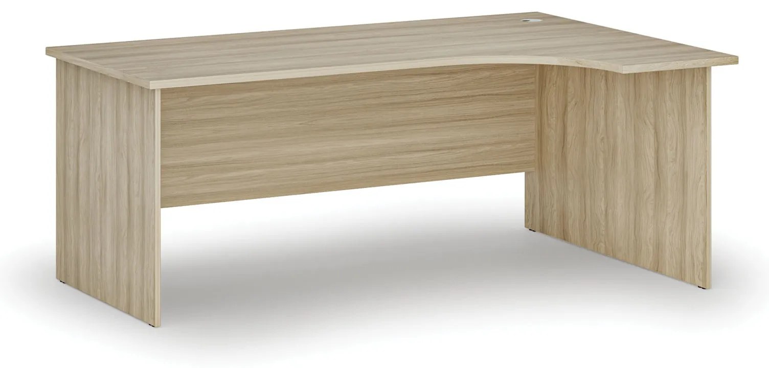 Rohový kancelársky písací stôl PRIMO WOOD, 180x120 cm, pravý, dub prírodný