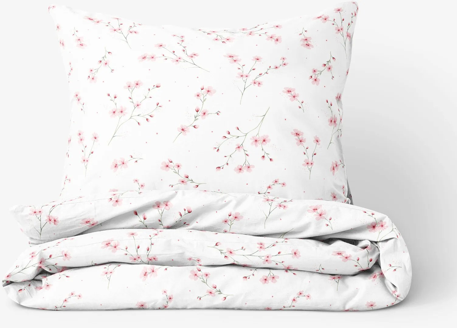 Goldea bavlnené posteľné obliečky - kvitnúce sakury 140 x 200 a 70 x 90 cm