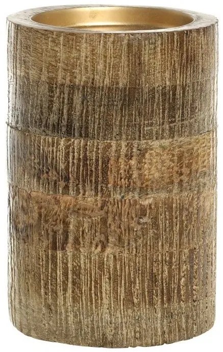 Drevený stĺpový svietnik na väčšiu sviečku Grimaud Unit L - Ø 10*15 cm