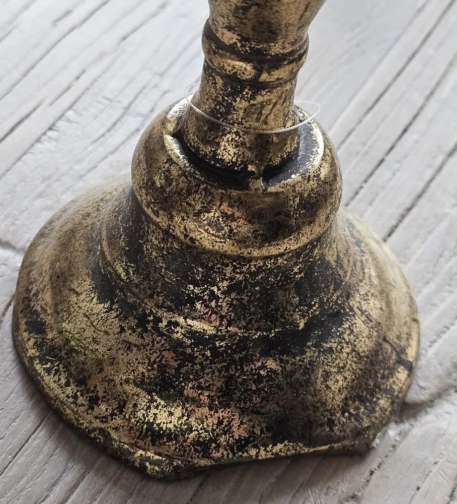 Kovový medený svietnik s patinou Merci - Ø 10*47 cm