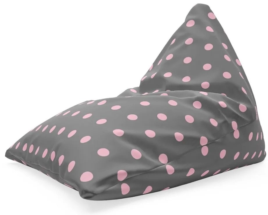 Sedací vak Triangl ružové bodky na sivej, sivá / ružová