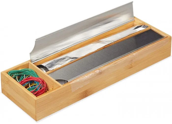 Kesper Rezačka a zásobník na fóliu a alobal, bambusový, 3 priehradky