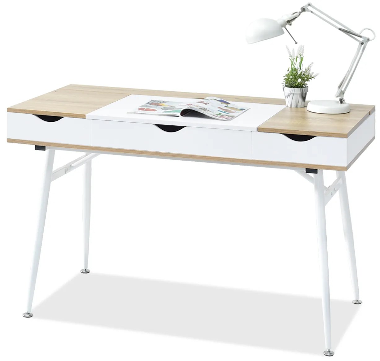 PC stolík Baiden (dub + biela). Akcia -33%. Vlastná spoľahlivá doprava až k Vám domov. 1109731