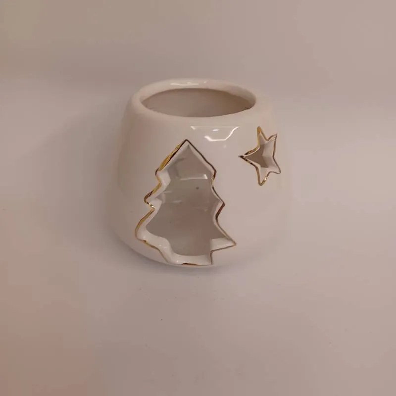 DECOLED Svietnik, 9,4 x 9,4 x 7,7 cm, biely