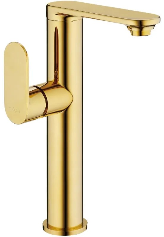 Mexen Milo, vysoká umývadlová batéria s pákou na boku h-293, zlatá lesklá, 71315-50