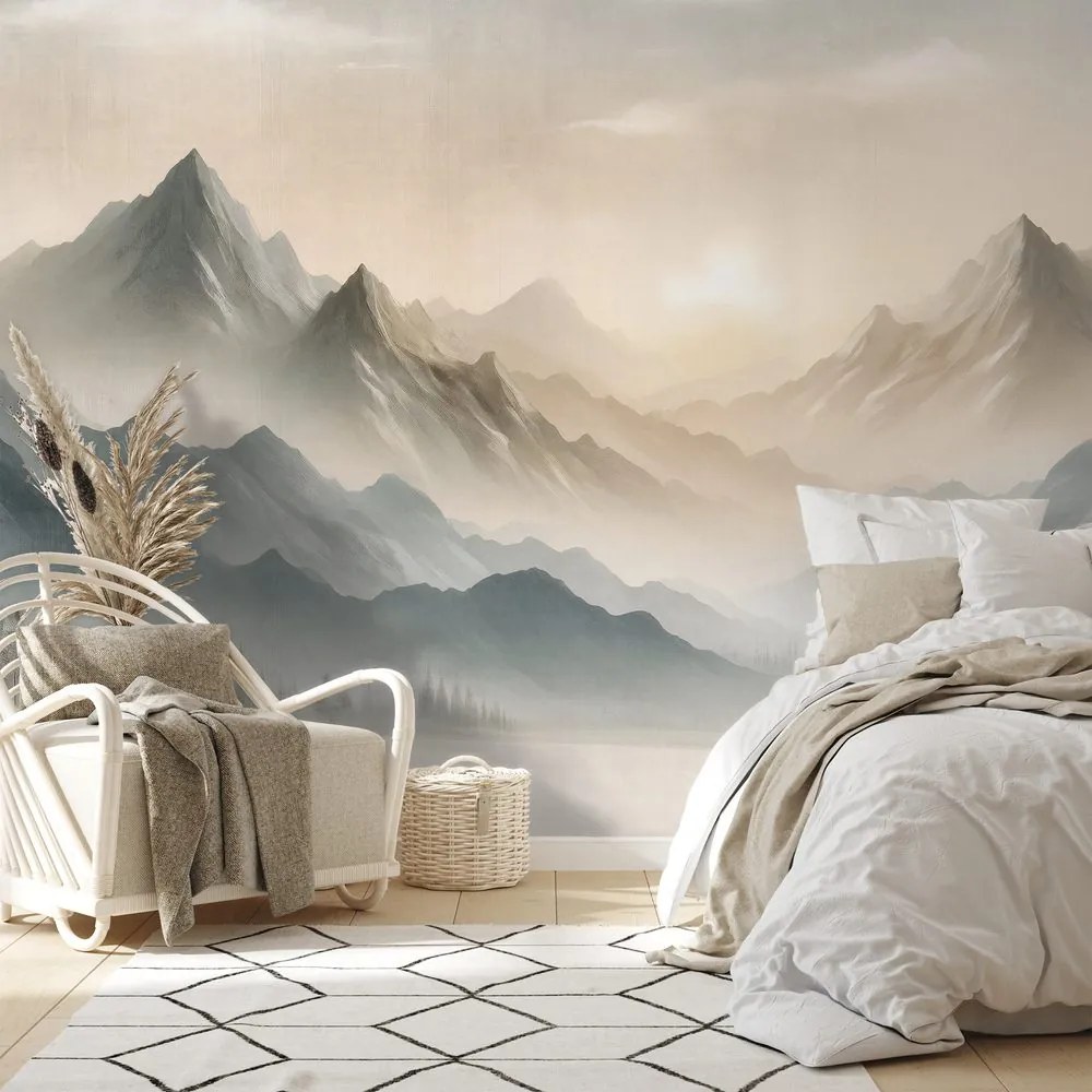 Tapeta hmlisté horské panorama