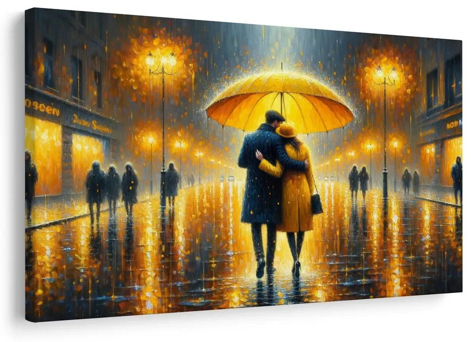 Obraz romantika pod dáždnikom