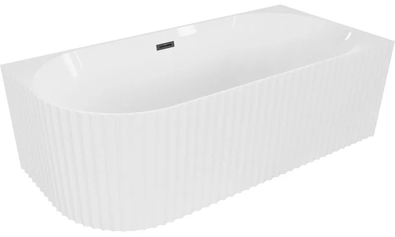 Mexen Gia, voľne stojaca rohová vaňa, drážkovaná, pravá, 170 x 80 cm, biela lesklá, čierna matná, 52701708000P-70