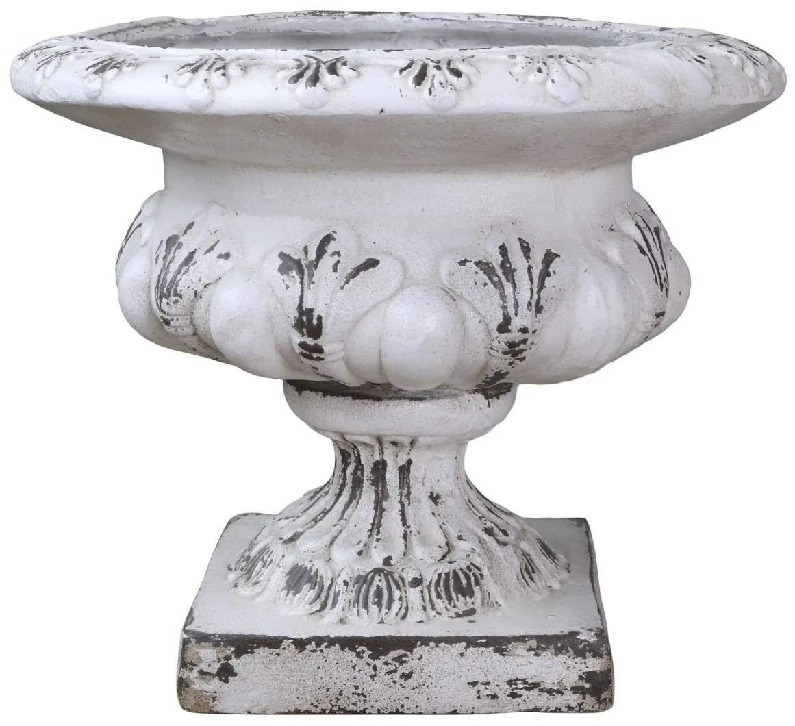 Krémový antik veľký kvetináč/ váza s patinou - Ø 56*48cm