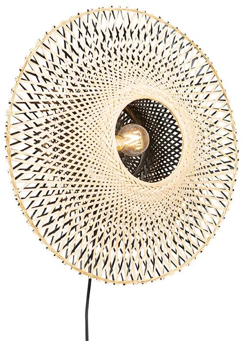 Orientálna nástenná lampa bambus 50 cm so zástrčkou - Rina