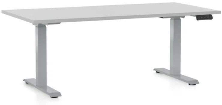 Výškovo nastaviteľný stôl OfficeTech D, 160 x 80 cm, sivá podnož, svetlo sivá