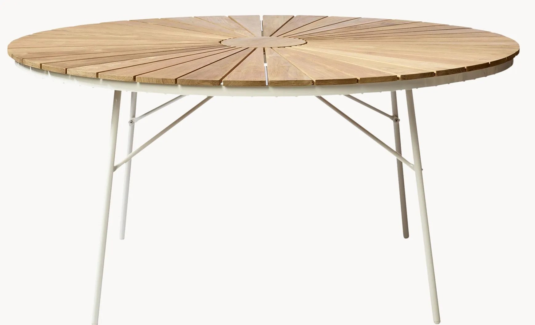 Okrúhly záhradný stôl so stolovou doskou z tíkového dreva Ellen