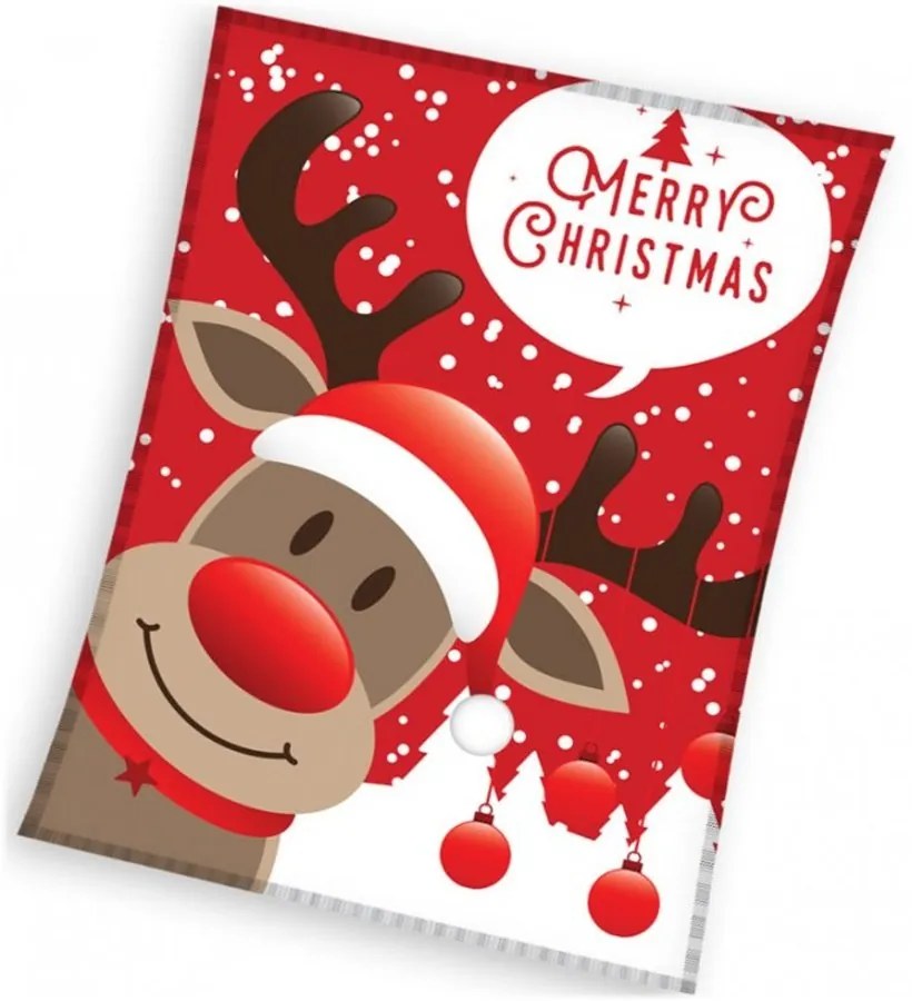 Veľká vianočná deka Sob Rudolf - coral fleece 240 gsm - 150 x 200 cm, 750g